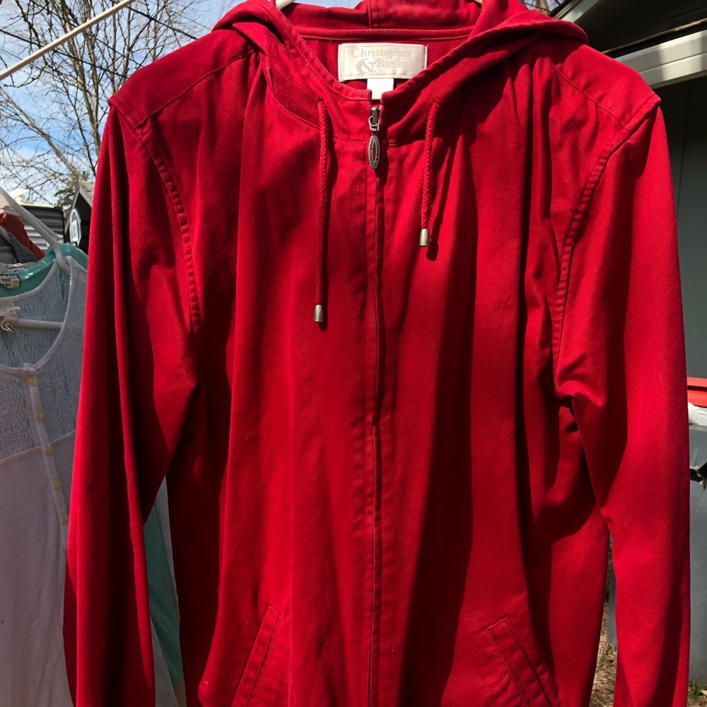 Christopher & Banks Red Hooded Jacket